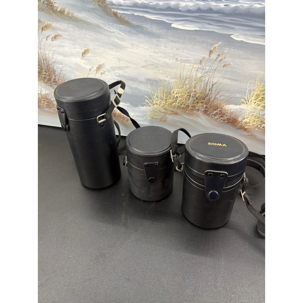 Sigma Vintage Camera Lens Case Lot LC-15 LC-8 LC-2 Japan Black Hard Padded 3pc